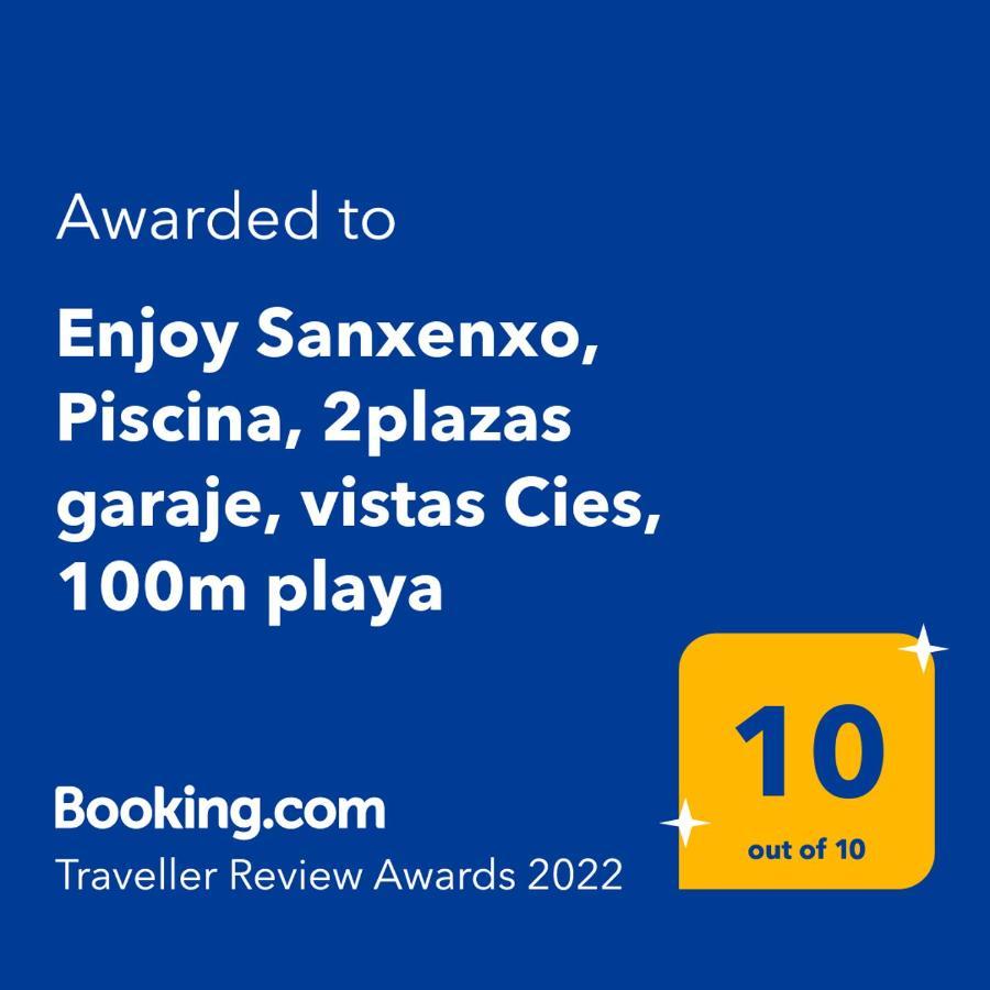 Enjoy Sanxenxo,200M Playa, Balcon Vistas Cies, Piscina & Terraza Azotea,2 Plazas Garaje, 2 Banos, Muy Luminoso, Muy Tranquilo,Muy Equipado, Centrico Lejlighed Eksteriør billede